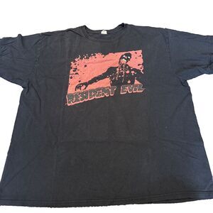 Capcom Resident Evil Zombie Graphic Print Men's Black Red T-Shirt XXL Cotton